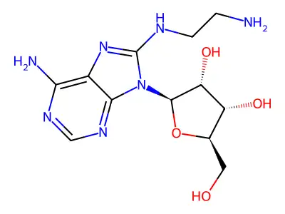 2-[6-amino-8-(2-aminoethylamino)purin-9-yl]-5-(hydroxymethyl)oxolane-3,4-diol structure