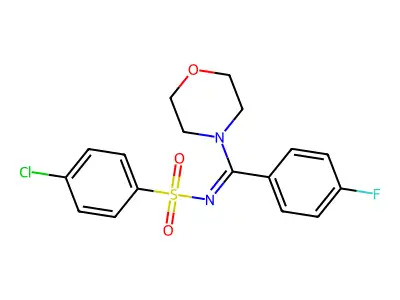 4-chloro-N-[(4-fluorophenyl)-morpholin-4-ylmethylidene]benzenesulfonamide structure