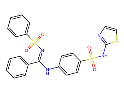 N'-(benzenesulfonyl)-N-[4-(1,3-thiazol-2-ylsulfamoyl)phenyl]benzenecarboximidamide structure