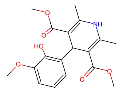 dimethyl 4-(2-hydroxy-3-methoxyphenyl)-2,6-dimethyl-1,4-dihydro-3,5-pyridinedicarboxylate structure