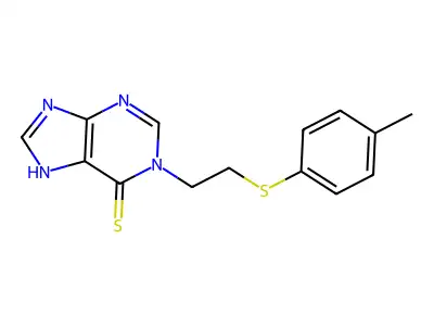 1-[2-(4-methylphenyl)sulfanylethyl]-7H-purine-6-thione structure