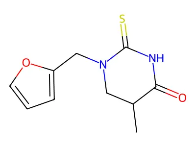 1-(Furan-2-ylmethyl)-5-methyl-2-sulfanylidene-1,3-diazinan-4-one structure