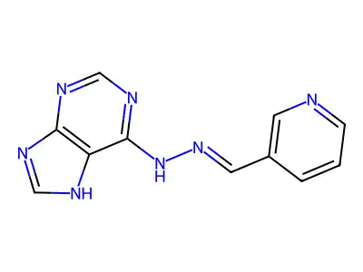 N-(pyridin-3-ylmethylideneamino)-7H-purin-6-amine structure