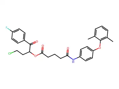 4-Chloro-1-(4-fluorophenyl)-1-oxobutan-2-yl 5-[4-(2,6-dimethylphenoxy)anilino]-5-oxopentanoate structure