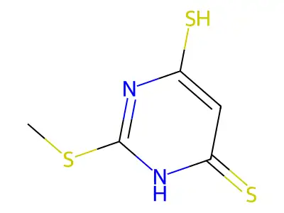 2-(methylsulfanyl)-6-sulfanylpyrimidine-4(3H)-thione structure
