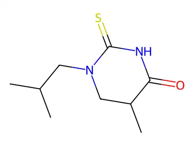 5-Methyl-1-(2-methylpropyl)-2-sulfanylidene-1,3-diazinan-4-one structure