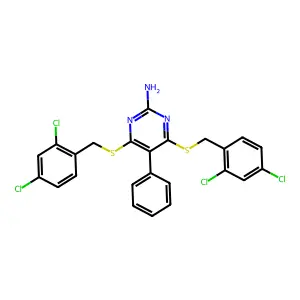 4,6-Bis{[(2,4-dichlorophenyl)methyl]sulfanyl}-5-phenylpyrimidin-2-amine structure