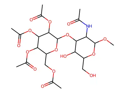 [6-[5-acetamido-3-hydroxy-2-(hydroxymethyl)-6-methoxyoxan-4-yl]oxy-3,4,5-triacetyloxyoxan-2-yl]methyl acetate structure