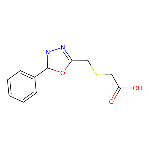 {[(5-Phenyl-1,3,4-oxadiazol-2-yl)methyl]sulfanyl}acetic acid structure