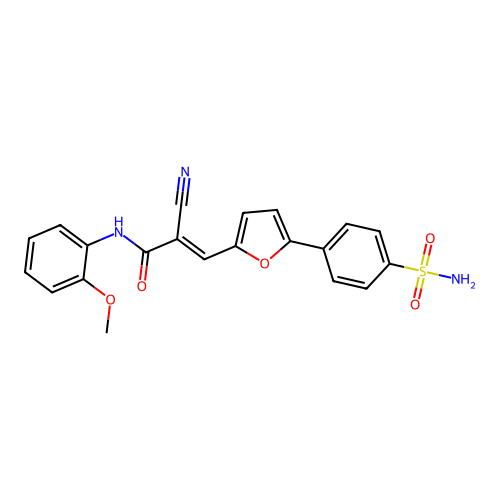 (E)-2-cyano-N-(2-methoxyphenyl)-3-(5-(4-sulfamoylphenyl)furan-2-yl)acrylamide structure
