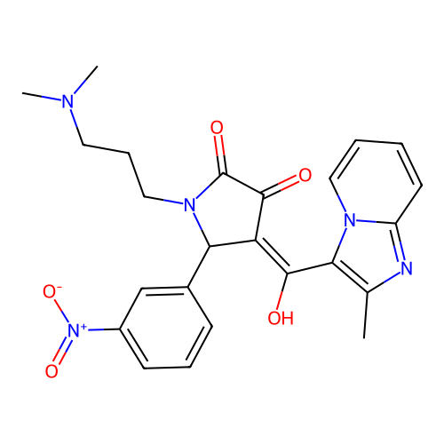 (4E)-1-[3-(dimethylamino)propyl]-4-[hydroxy-(2-methylimidazo[1,2-a]pyridin-3-yl)methylidene]-5-(3-nitrophenyl)pyrrolidine-2,3-dione structure