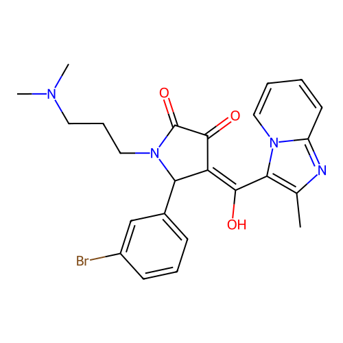 (4E)-5-(3-bromophenyl)-1-[3-(dimethylamino)propyl]-4-[hydroxy-(2-methylimidazo[1,2-a]pyridin-3-yl)methylidene]pyrrolidine-2,3-dione structure