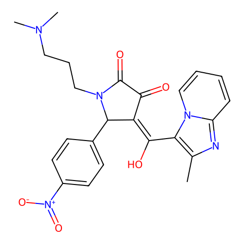 (4E)-1-[3-(dimethylamino)propyl]-4-[hydroxy-(2-methylimidazo[1,2-a]pyridin-3-yl)methylidene]-5-(4-nitrophenyl)pyrrolidine-2,3-dione structure