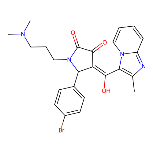 (4E)-5-(4-bromophenyl)-1-[3-(dimethylamino)propyl]-4-[hydroxy-(2-methylimidazo[1,2-a]pyridin-3-yl)methylidene]pyrrolidine-2,3-dione structure