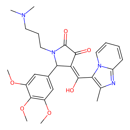 (4E)-1-[3-(dimethylamino)propyl]-4-[hydroxy-(2-methylimidazo[1,2-a]pyridin-3-yl)methylidene]-5-(3,4,5-trimethoxyphenyl)pyrrolidine-2,3-dione structure
