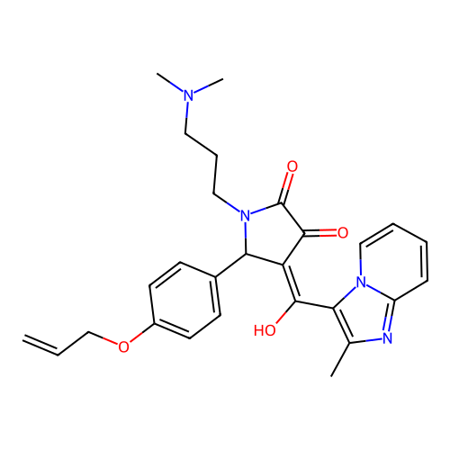 (4E)-1-[3-(dimethylamino)propyl]-4-[hydroxy-(2-methylimidazo[1,2-a]pyridin-3-yl)methylidene]-5-(4-prop-2-enoxyphenyl)pyrrolidine-2,3-dione structure