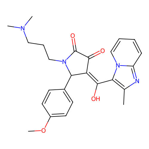 (4E)-1-[3-(dimethylamino)propyl]-4-[hydroxy-(2-methylimidazo[1,2-a]pyridin-3-yl)methylidene]-5-(4-methoxyphenyl)pyrrolidine-2,3-dione structure