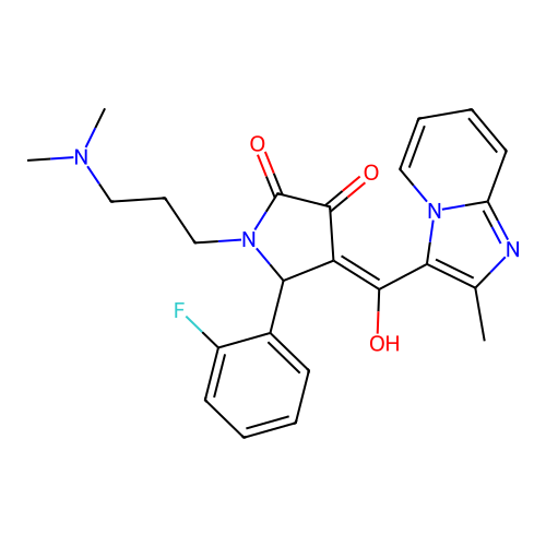(4E)-1-[3-(dimethylamino)propyl]-5-(2-fluorophenyl)-4-[hydroxy-(2-methylimidazo[1,2-a]pyridin-3-yl)methylidene]pyrrolidine-2,3-dione structure