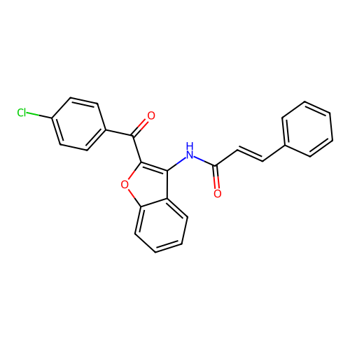 (2E)-N-{2-[(4-chlorophenyl)carbonyl]-1-benzofuran-3-yl}-3-phenylprop-2-enamide structure
