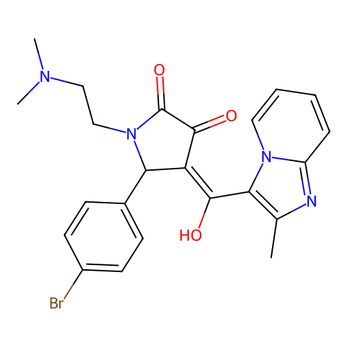 (4E)-5-(4-bromophenyl)-1-(2-dimethylaminoethyl)-4-[hydroxy-(2-methylimidazo[1,2-a]pyridin-3-yl)methylidene]pyrrolidine-2,3-dione structure