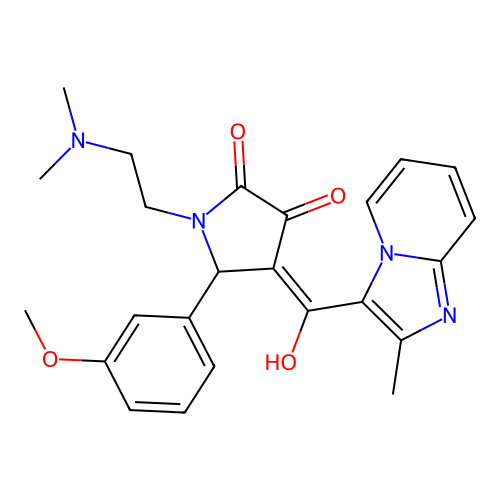 (4E)-1-(2-dimethylaminoethyl)-4-[hydroxy-(2-methylimidazo[1,2-a]pyridin-3-yl)methylidene]-5-(3-methoxyphenyl)pyrrolidine-2,3-dione structure