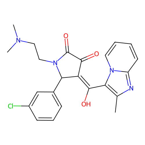 (4E)-5-(3-chlorophenyl)-1-(2-dimethylaminoethyl)-4-[hydroxy-(2-methylimidazo[1,2-a]pyridin-3-yl)methylidene]pyrrolidine-2,3-dione structure
