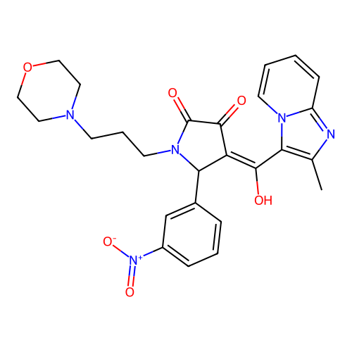 (4E)-4-[hydroxy-(2-methylimidazo[1,2-a]pyridin-3-yl)methylidene]-1-(3-morpholin-4-ylpropyl)-5-(3-nitrophenyl)pyrrolidine-2,3-dione structure