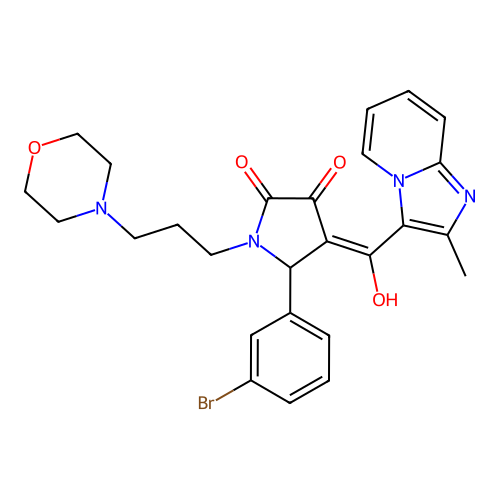 (4E)-5-(3-bromophenyl)-4-[hydroxy-(2-methylimidazo[1,2-a]pyridin-3-yl)methylidene]-1-(3-morpholin-4-ylpropyl)pyrrolidine-2,3-dione structure