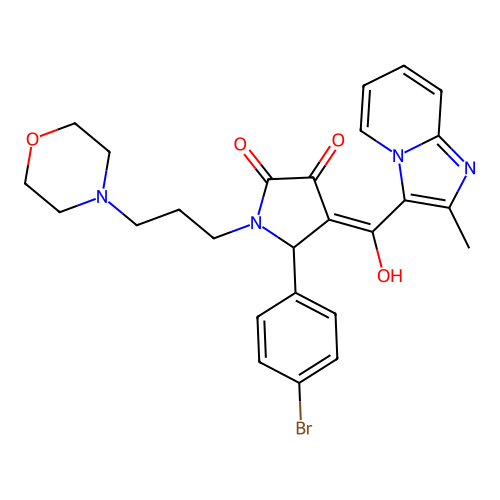 (4E)-5-(4-bromophenyl)-4-[hydroxy-(2-methylimidazo[1,2-a]pyridin-3-yl)methylidene]-1-(3-morpholin-4-ylpropyl)pyrrolidine-2,3-dione structure