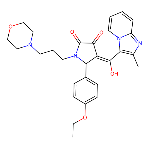(4E)-5-(4-ethoxyphenyl)-4-[hydroxy-(2-methylimidazo[1,2-a]pyridin-3-yl)methylidene]-1-(3-morpholin-4-ylpropyl)pyrrolidine-2,3-dione structure