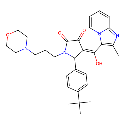 (4E)-5-(4-tert-butylphenyl)-4-[hydroxy-(2-methylimidazo[1,2-a]pyridin-3-yl)methylidene]-1-(3-morpholin-4-ylpropyl)pyrrolidine-2,3-dione structure