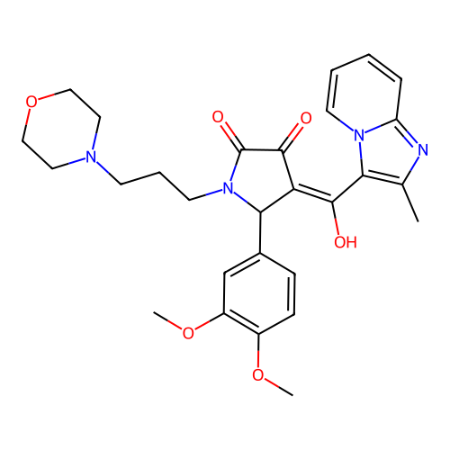 (4E)-5-(3,4-dimethoxyphenyl)-4-[hydroxy-(2-methylimidazo[1,2-a]pyridin-3-yl)methylidene]-1-(3-morpholin-4-ylpropyl)pyrrolidine-2,3-dione structure