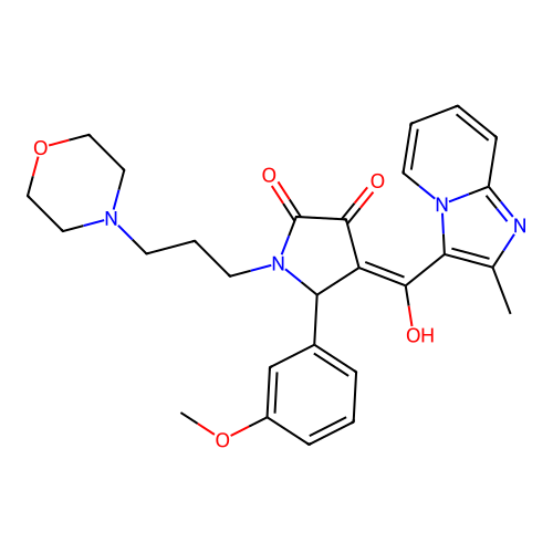 (4E)-4-[hydroxy-(2-methylimidazo[1,2-a]pyridin-3-yl)methylidene]-5-(3-methoxyphenyl)-1-(3-morpholin-4-ylpropyl)pyrrolidine-2,3-dione structure