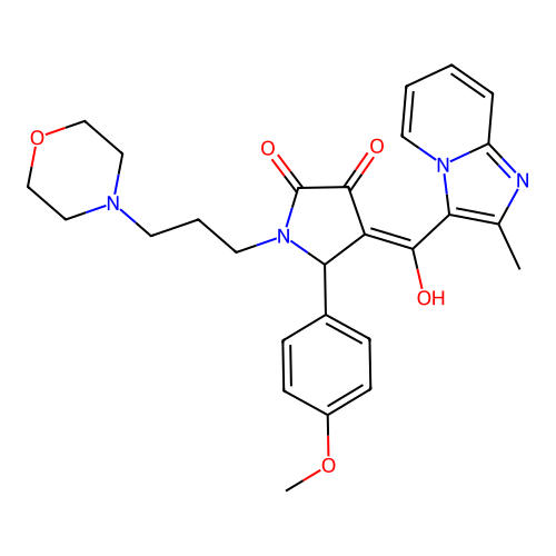 (4E)-4-[hydroxy-(2-methylimidazo[1,2-a]pyridin-3-yl)methylidene]-5-(4-methoxyphenyl)-1-(3-morpholin-4-ylpropyl)pyrrolidine-2,3-dione structure