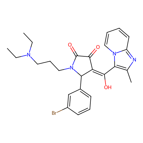 (4E)-5-(3-bromophenyl)-1-[3-(diethylamino)propyl]-4-[hydroxy-(2-methylimidazo[1,2-a]pyridin-3-yl)methylidene]pyrrolidine-2,3-dione structure