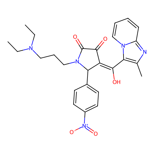 (4E)-1-[3-(diethylamino)propyl]-4-[hydroxy-(2-methylimidazo[1,2-a]pyridin-3-yl)methylidene]-5-(4-nitrophenyl)pyrrolidine-2,3-dione structure