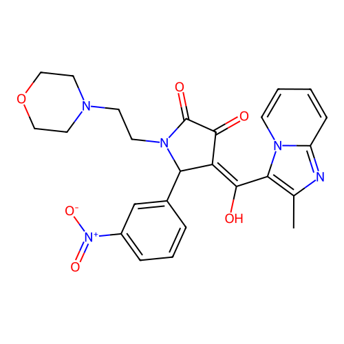 (4E)-4-[hydroxy-(2-methylimidazo[1,2-a]pyridin-3-yl)methylidene]-1-(2-morpholin-4-ylethyl)-5-(3-nitrophenyl)pyrrolidine-2,3-dione structure