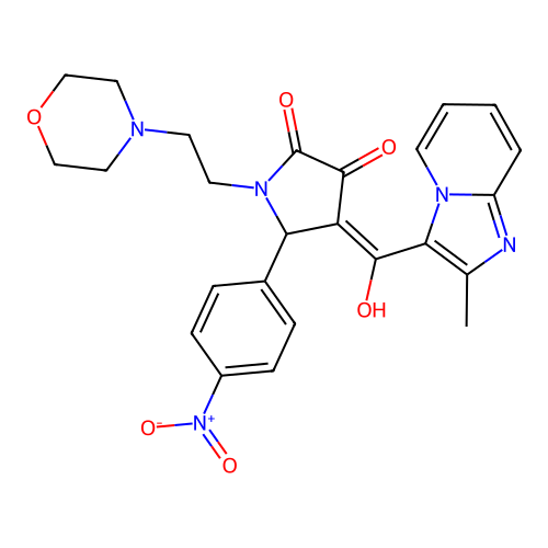 (4E)-4-[hydroxy-(2-methylimidazo[1,2-a]pyridin-3-yl)methylidene]-1-(2-morpholin-4-ylethyl)-5-(4-nitrophenyl)pyrrolidine-2,3-dione structure