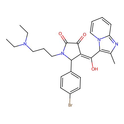 (4E)-5-(4-bromophenyl)-1-[3-(diethylamino)propyl]-4-[hydroxy-(2-methylimidazo[1,2-a]pyridin-3-yl)methylidene]pyrrolidine-2,3-dione structure