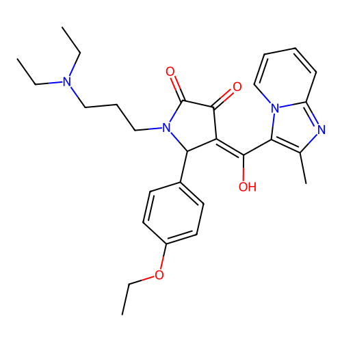 (4E)-1-[3-(diethylamino)propyl]-5-(4-ethoxyphenyl)-4-[hydroxy-(2-methylimidazo[1,2-a]pyridin-3-yl)methylidene]pyrrolidine-2,3-dione structure