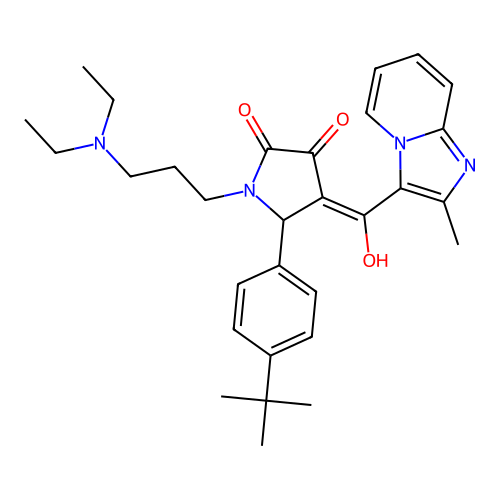 (4E)-5-(4-tert-butylphenyl)-1-[3-(diethylamino)propyl]-4-[hydroxy-(2-methylimidazo[1,2-a]pyridin-3-yl)methylidene]pyrrolidine-2,3-dione structure