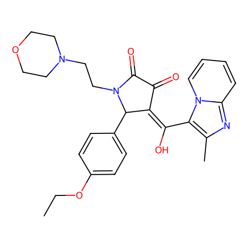 (4E)-5-(4-ethoxyphenyl)-4-[hydroxy-(2-methylimidazo[1,2-a]pyridin-3-yl)methylidene]-1-(2-morpholin-4-ylethyl)pyrrolidine-2,3-dione structure