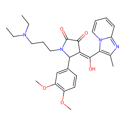 (4E)-1-[3-(diethylamino)propyl]-5-(3,4-dimethoxyphenyl)-4-[hydroxy-(2-methylimidazo[1,2-a]pyridin-3-yl)methylidene]pyrrolidine-2,3-dione structure