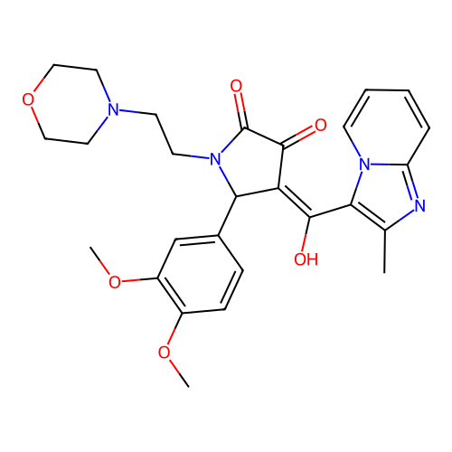(4E)-5-(3,4-dimethoxyphenyl)-4-[hydroxy-(2-methylimidazo[1,2-a]pyridin-3-yl)methylidene]-1-(2-morpholin-4-ylethyl)pyrrolidine-2,3-dione structure