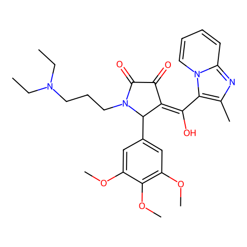 (4E)-1-[3-(diethylamino)propyl]-4-[hydroxy-(2-methylimidazo[1,2-a]pyridin-3-yl)methylidene]-5-(3,4,5-trimethoxyphenyl)pyrrolidine-2,3-dione structure