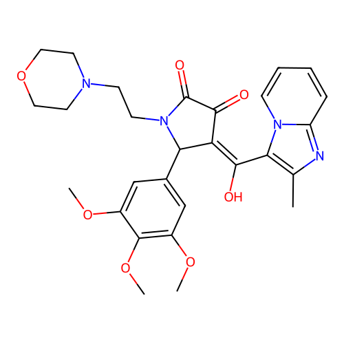 (4E)-4-[hydroxy-(2-methylimidazo[1,2-a]pyridin-3-yl)methylidene]-1-(2-morpholin-4-ylethyl)-5-(3,4,5-trimethoxyphenyl)pyrrolidine-2,3-dione structure