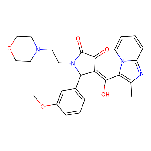 (4E)-4-[hydroxy-(2-methylimidazo[1,2-a]pyridin-3-yl)methylidene]-5-(3-methoxyphenyl)-1-(2-morpholin-4-ylethyl)pyrrolidine-2,3-dione structure
