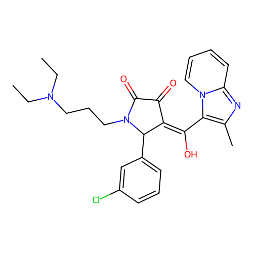 (4E)-5-(3-chlorophenyl)-1-[3-(diethylamino)propyl]-4-[hydroxy-(2-methylimidazo[1,2-a]pyridin-3-yl)methylidene]pyrrolidine-2,3-dione structure