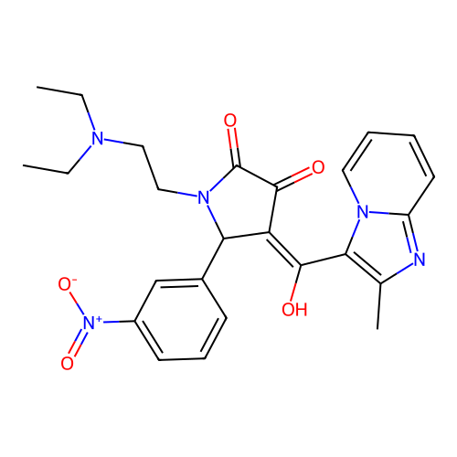 (4E)-1-(2-diethylaminoethyl)-4-[hydroxy-(2-methylimidazo[1,2-a]pyridin-3-yl)methylidene]-5-(3-nitrophenyl)pyrrolidine-2,3-dione structure