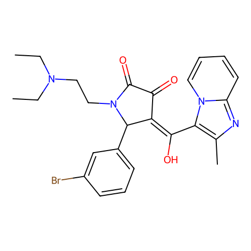 (4E)-5-(3-bromophenyl)-1-(2-diethylaminoethyl)-4-[hydroxy-(2-methylimidazo[1,2-a]pyridin-3-yl)methylidene]pyrrolidine-2,3-dione structure